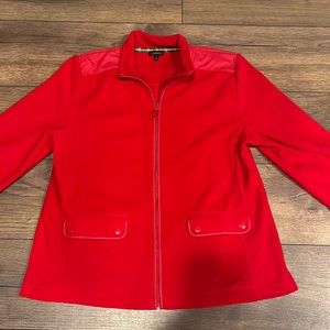 Talbots red quilted fleece full zip size large